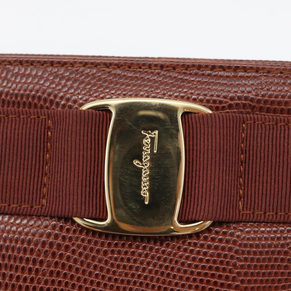 Salvatore Ferragamo Vala Tote Embossed Leather Brown Leather Tote Bag Bag (Pre-Owned)