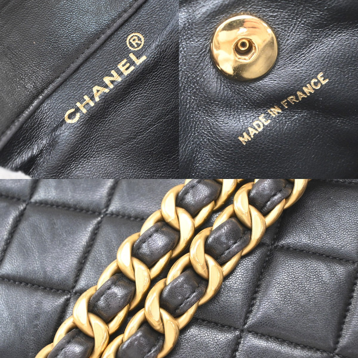Chanel Vintage Cc Pocket Quilted Lambskin Black Leather Backpack Bag (Pre-Owned)
