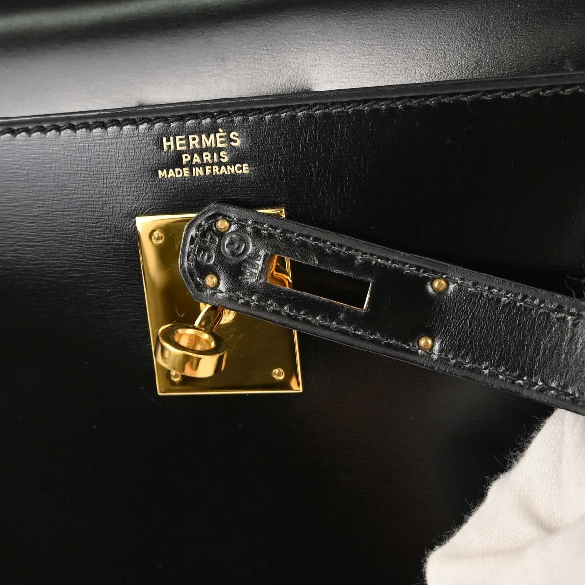 Hermes Kelly Sellier Box Calf Black Calfskin Handbag (Pre-Owned)