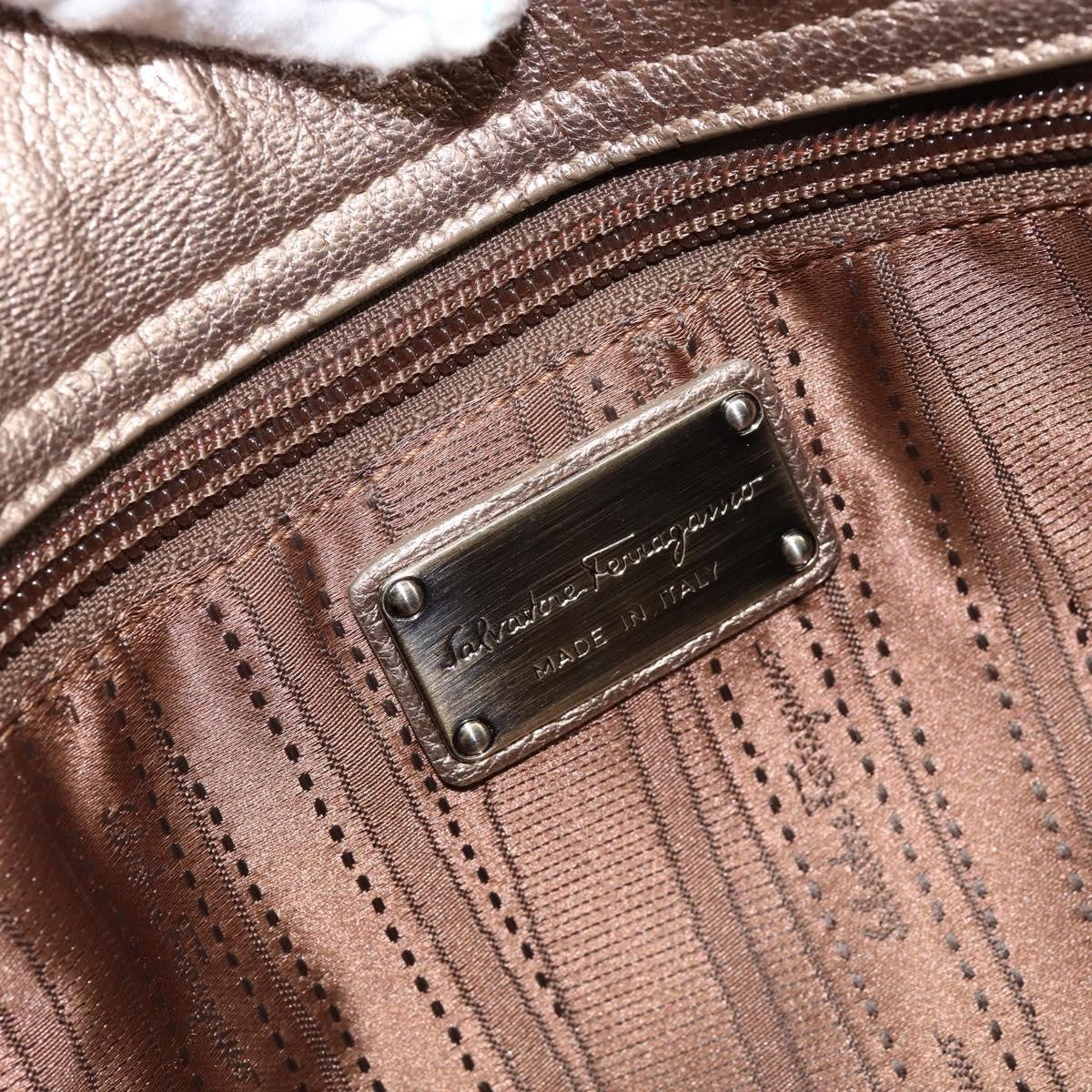 Salvatore Ferragamo Gancini Tote Leather Gold Leather Tote Bag Bag (Pre-Owned)