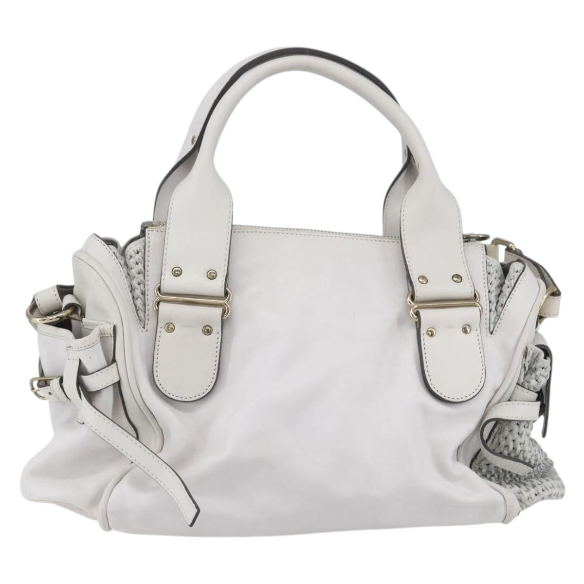 Chloe Vintage Leather White Leather Shoulder Bag Bag (Pre-Owned)