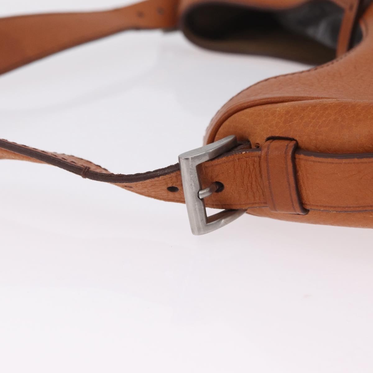 Prada Shoulder Leather Brown Leather Shoulder Bag Bag (Pre-Owned)