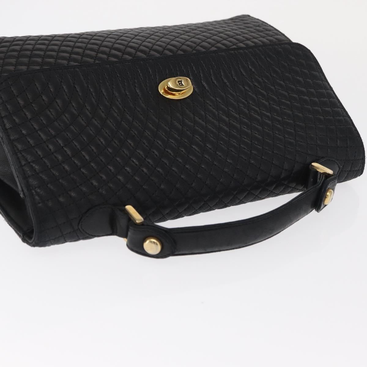 Bally Vintage Quilted Leather Black Leather Handbag (Pre-Owned)
