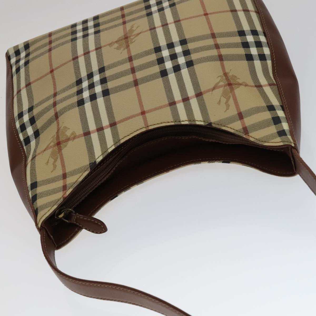 Burberry Shoulder Haymarket Coated Canvas Beige Pvc Bag (Pre-Owned)