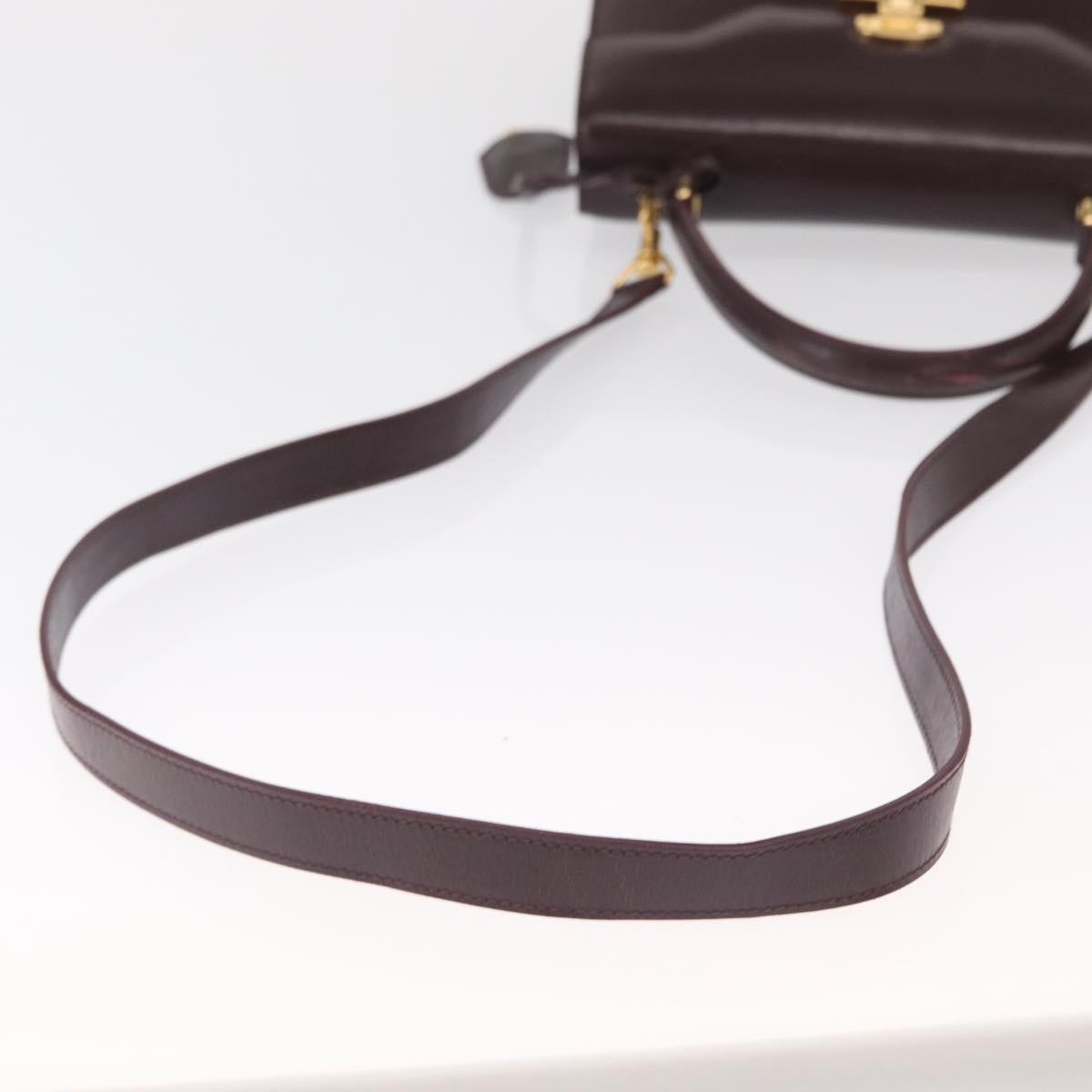 Gucci Vintage Lady Lock Top Handle Leather Burgundy Leather Handbag (Pre-Owned)