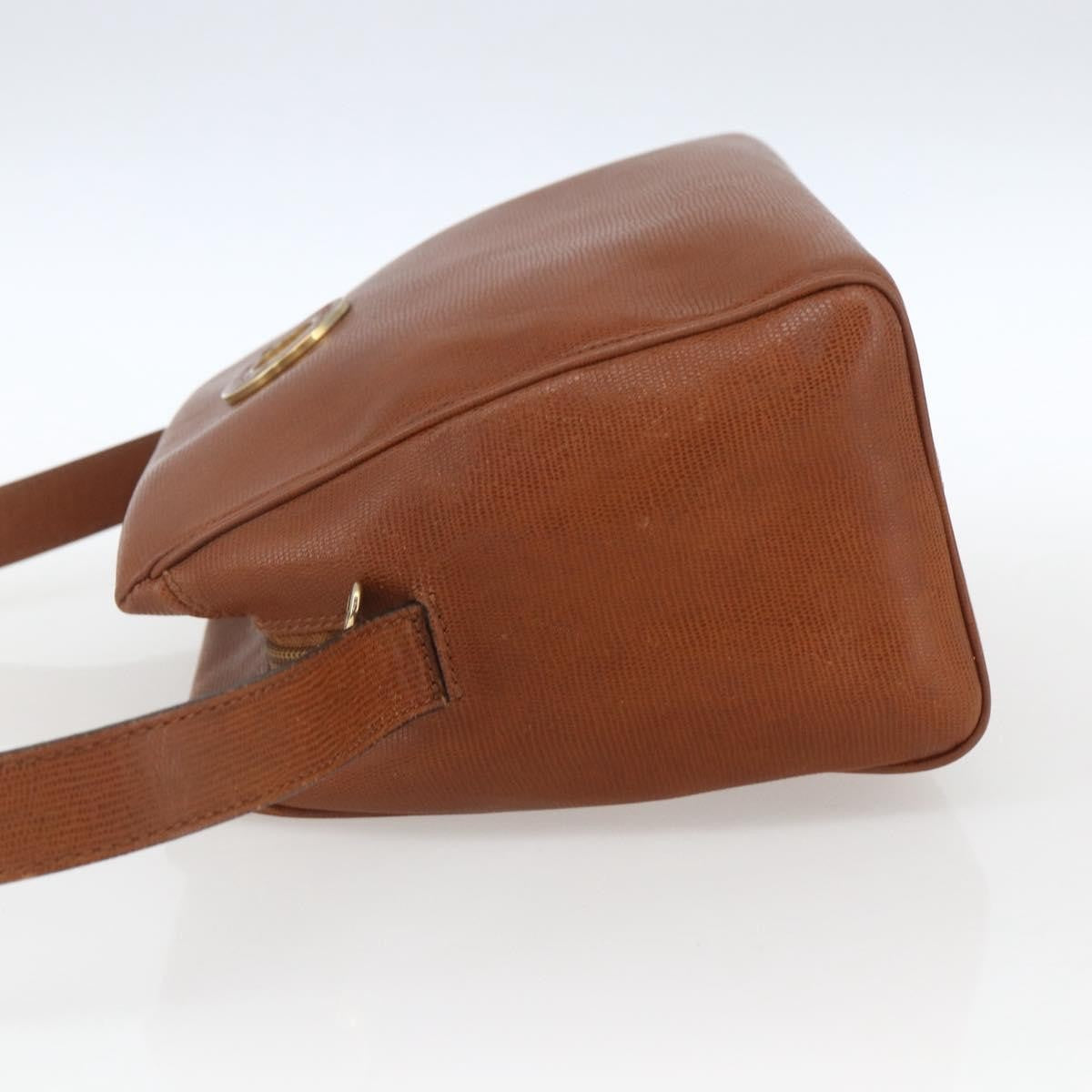 Celine Vintage Circle Logo Leather Brown Leather Shoulder Bag Bag (Pre-Owned)