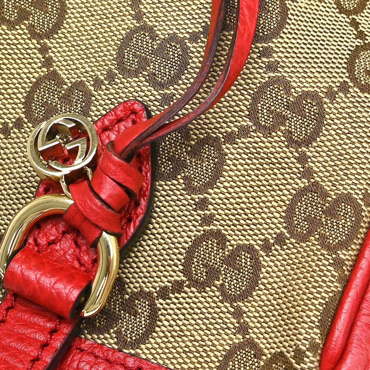 Gucci Bree Tote Gg Canvas With Leather Beige Canvas Handbag (Pre-Owned)