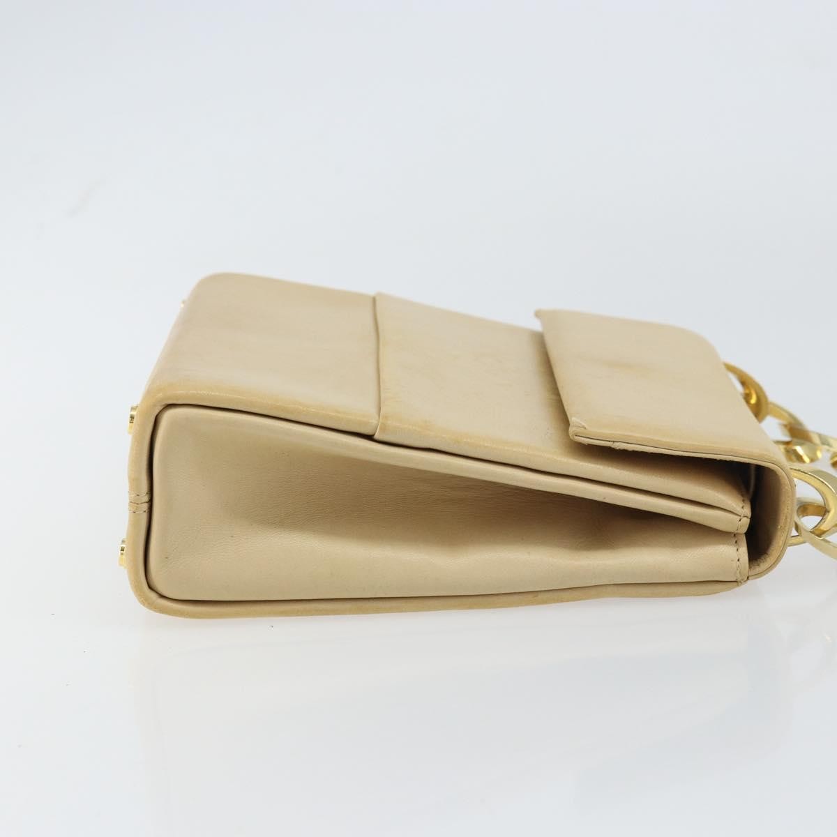 Salvatore Ferragamo Vintage Chain Leather Beige Leather Handbag (Pre-Owned)