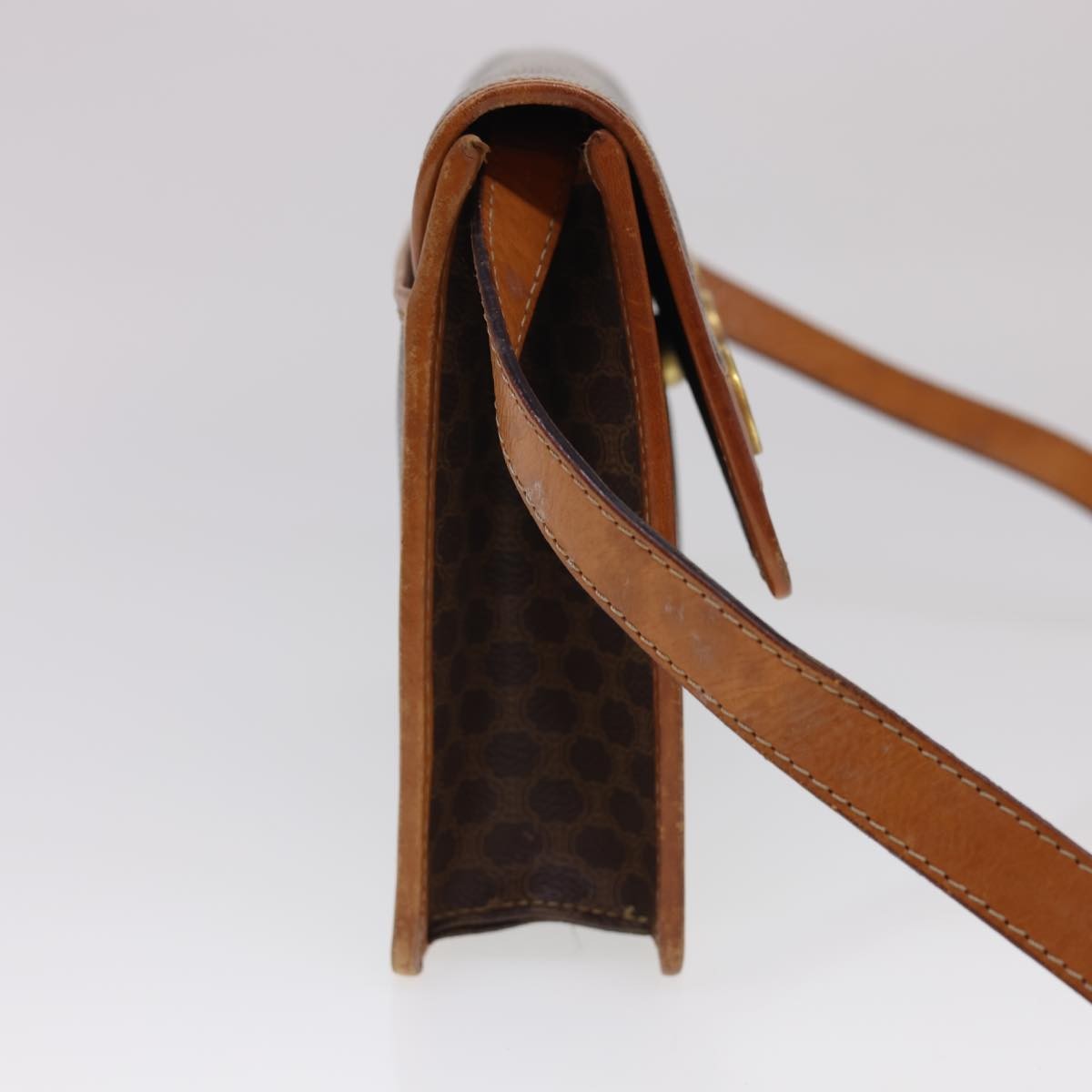 Celine Vintage Macadam Canvas And Leather Brown Canvas Shoulder Bag Bag (Pre-Owned)
