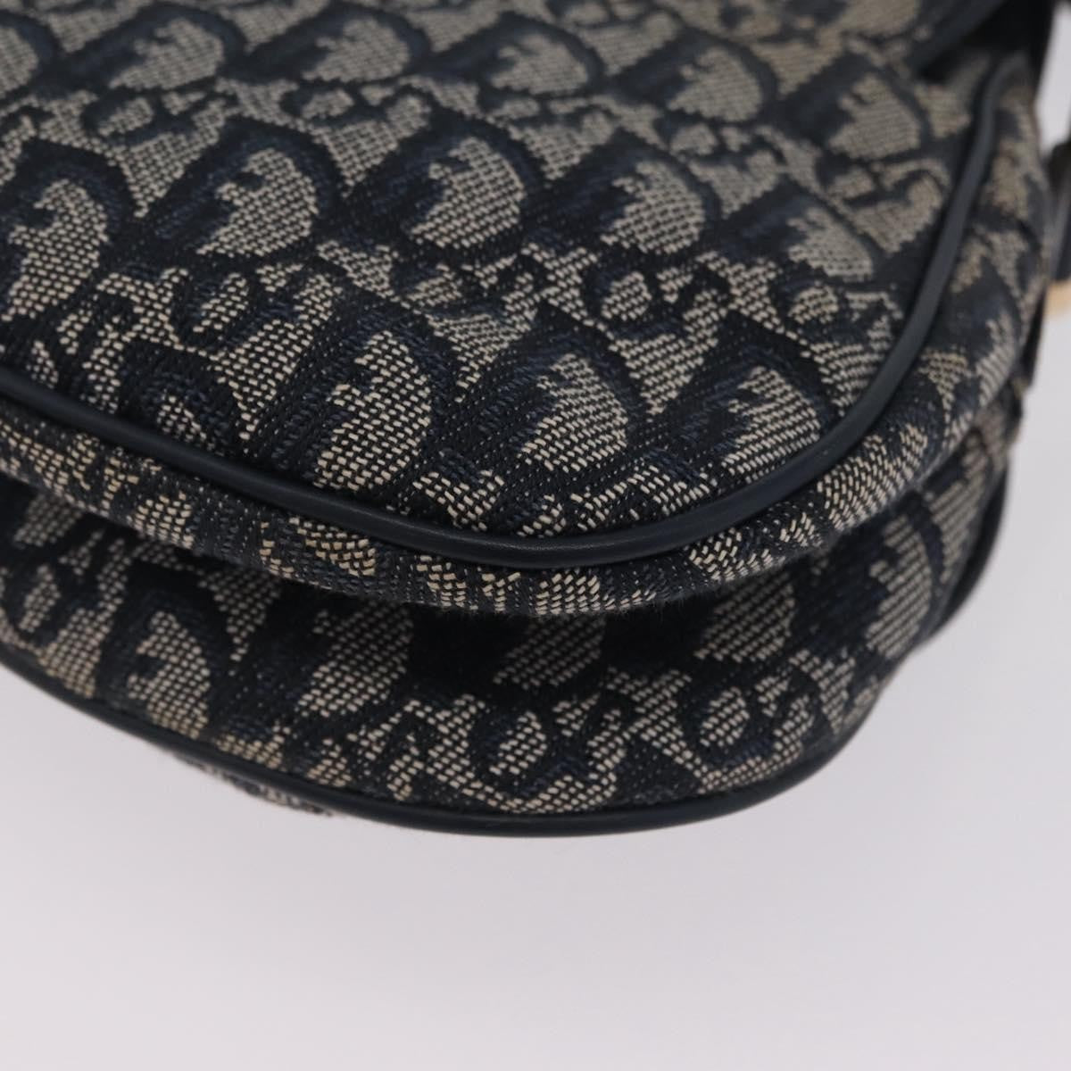 Christian Dior Vintage Double Saddle Diorissimo Canvas Navy Canvas Handbag (Pre-Owned)