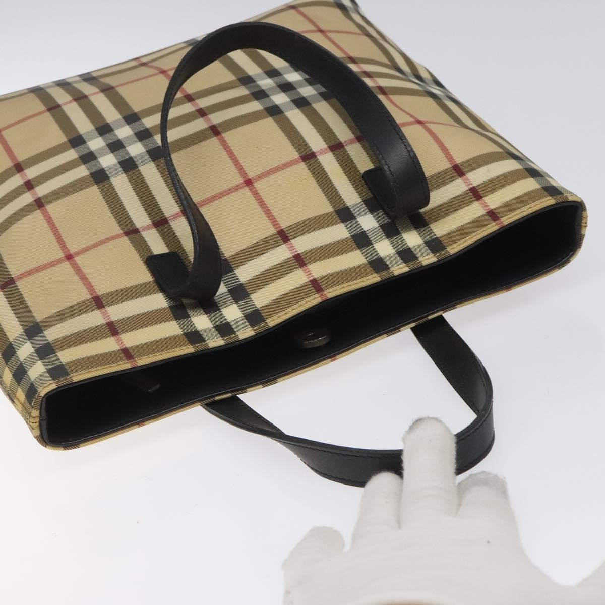 Burberry Nova Check Tote Canvas Check Pattern Beige Canvas Tote Bag Bag (Pre-Owned)