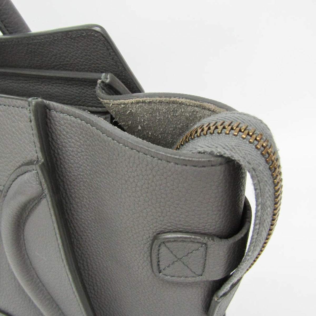 Celine Luggage Smooth Leather Gray Leather Handbag (Pre-Owned)