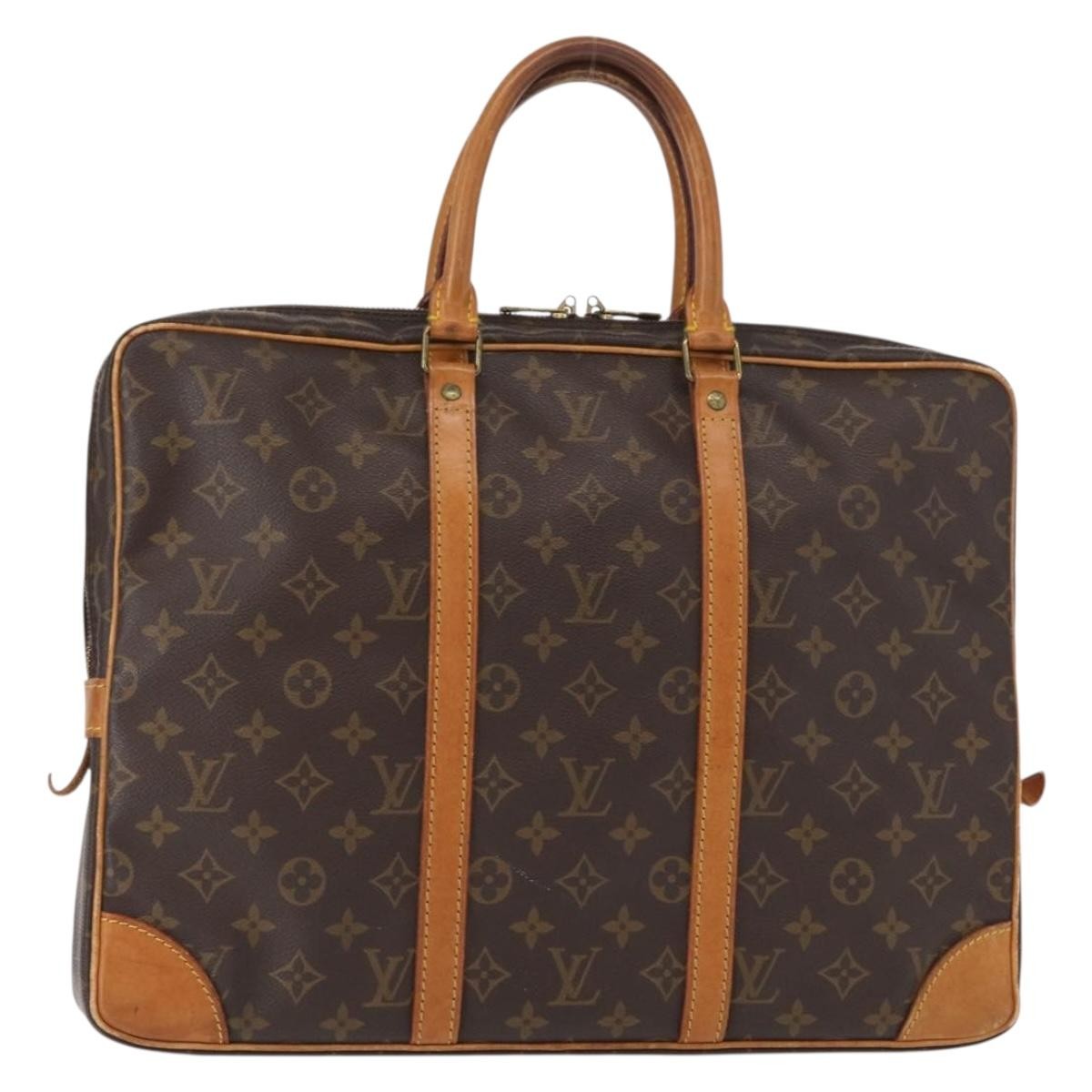 Louis Vuitton Porte-Documents Voyage Macassar Monogram Canvas Brown Canvas Briefcase Bag (Pre-Owned)