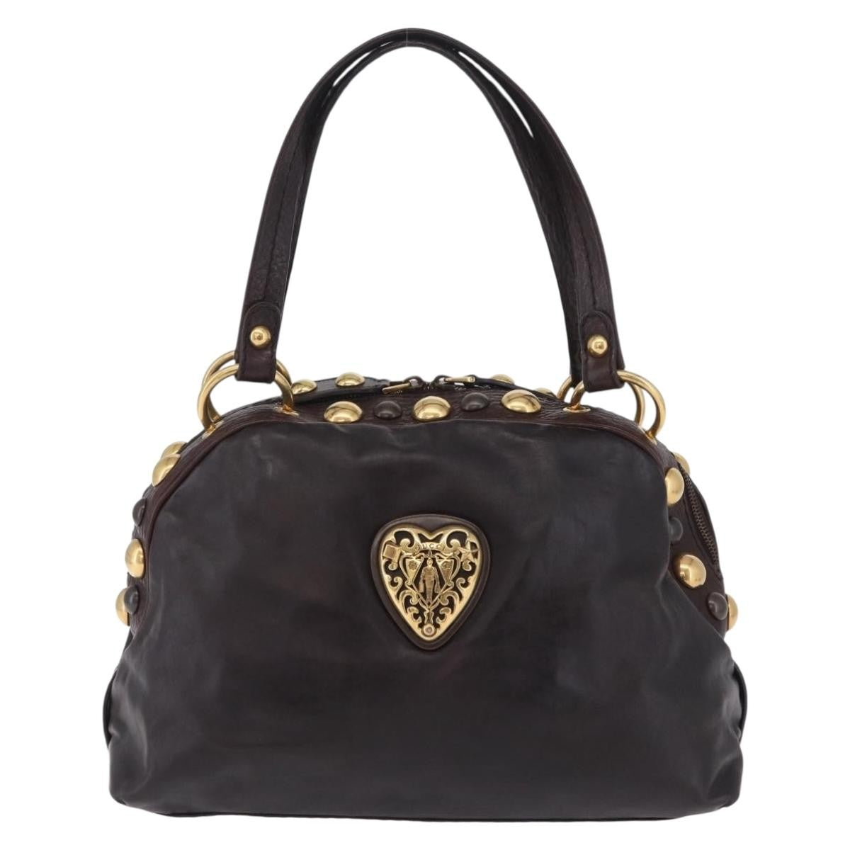Gucci Babouska Heart Dome Satchel Leather Black Leather Handbag (Pre-Owned)