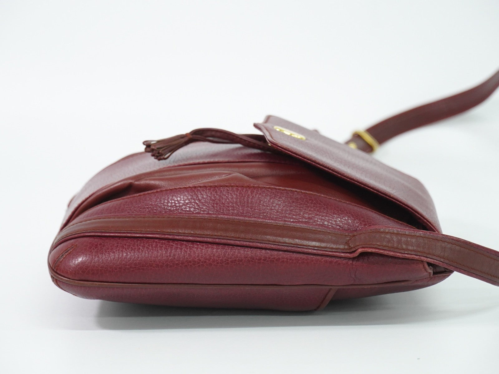 Cartier Vintage Must De Cartier Leather Burgundy Leather Shoulder Bag Bag (Pre-Owned)