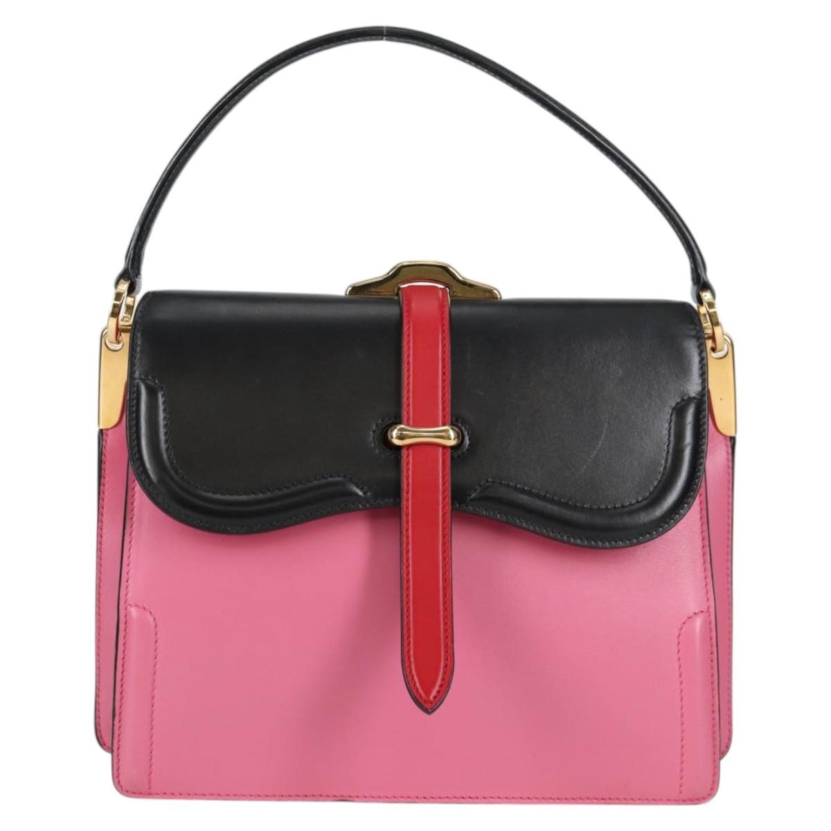 Prada Belle Top Handle City Calf Pink Leather Bag (Pre-Owned)