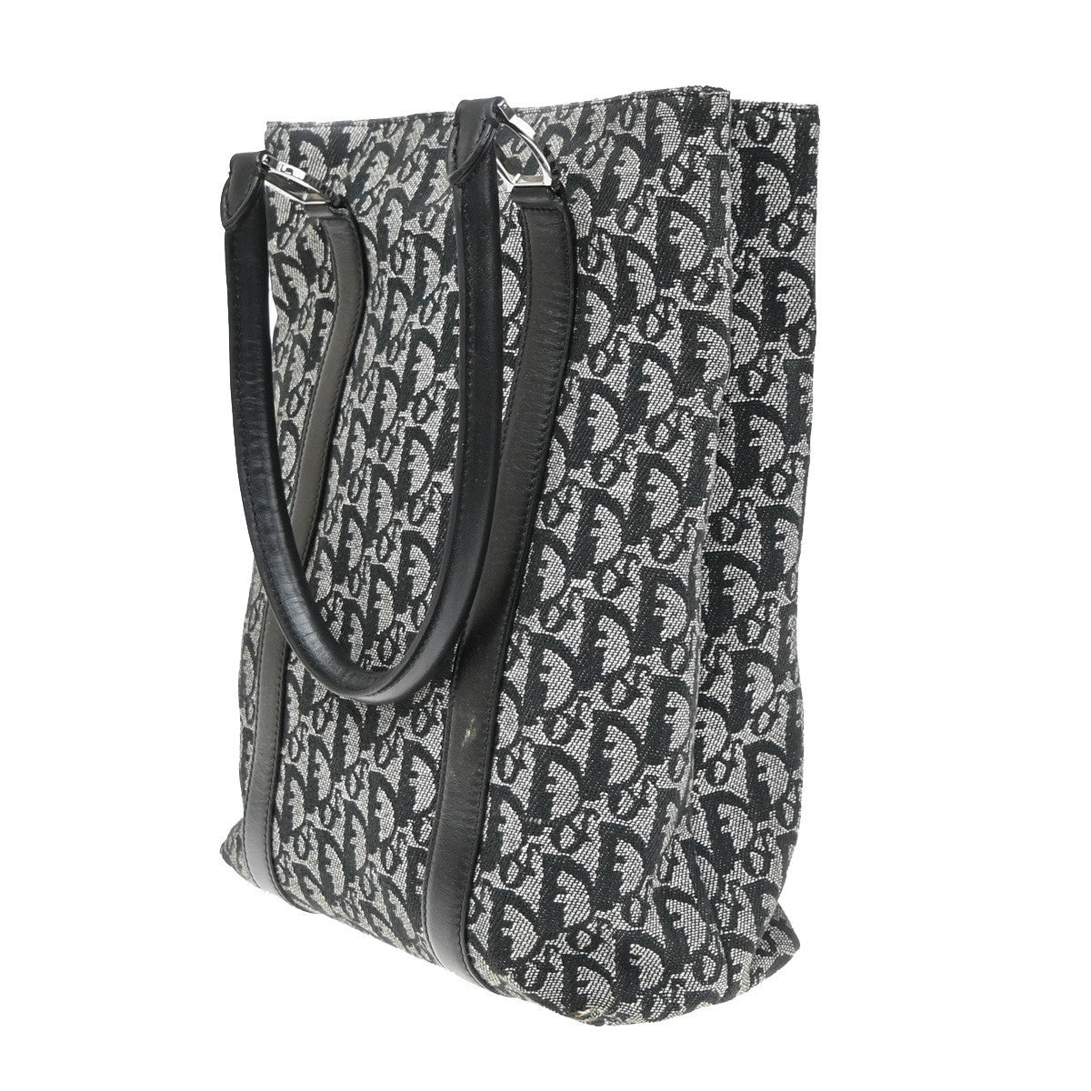 Christian Dior Vintage Open Diorissimo Canvas Black Canvas Tote Bag Bag (Pre-Owned)