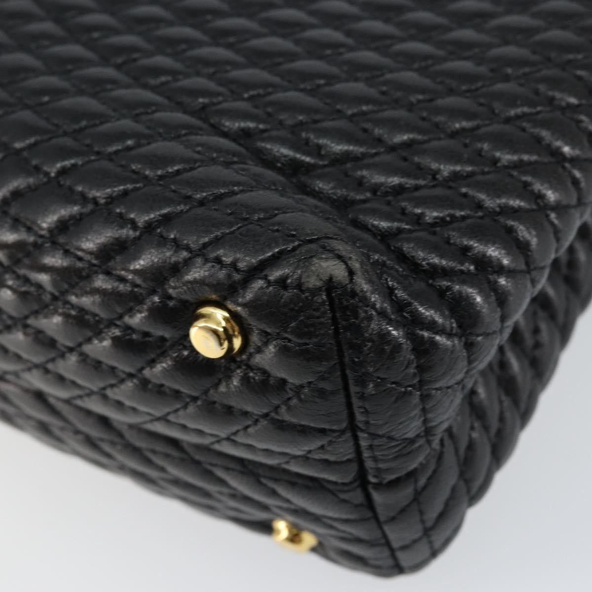 Bally Vintage Quilted Leather Black Leather Handbag (Pre-Owned)