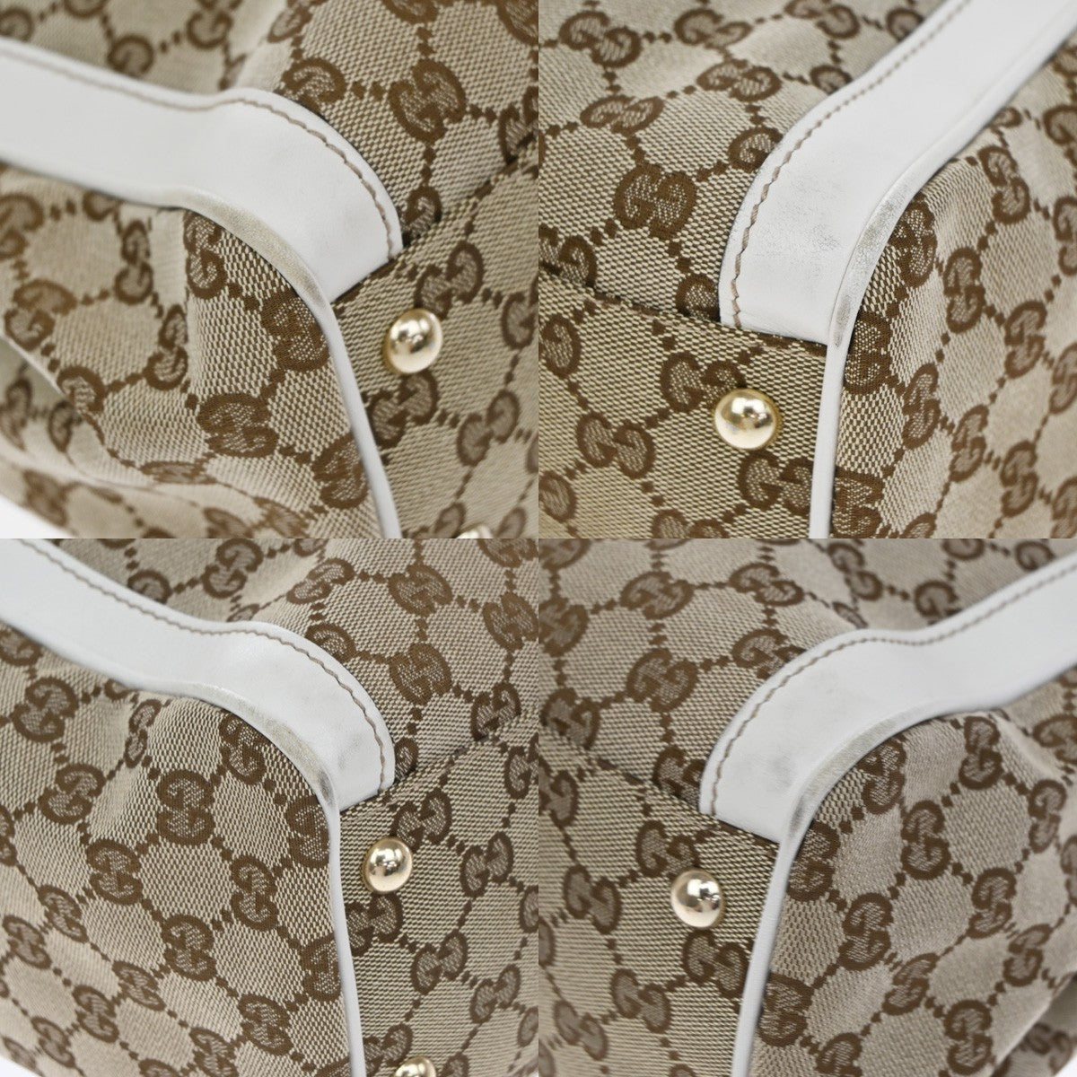 Gucci Trophy Gg Canvas With Leather Brown Canvas Tote Bag Bag (Pre-Owned)