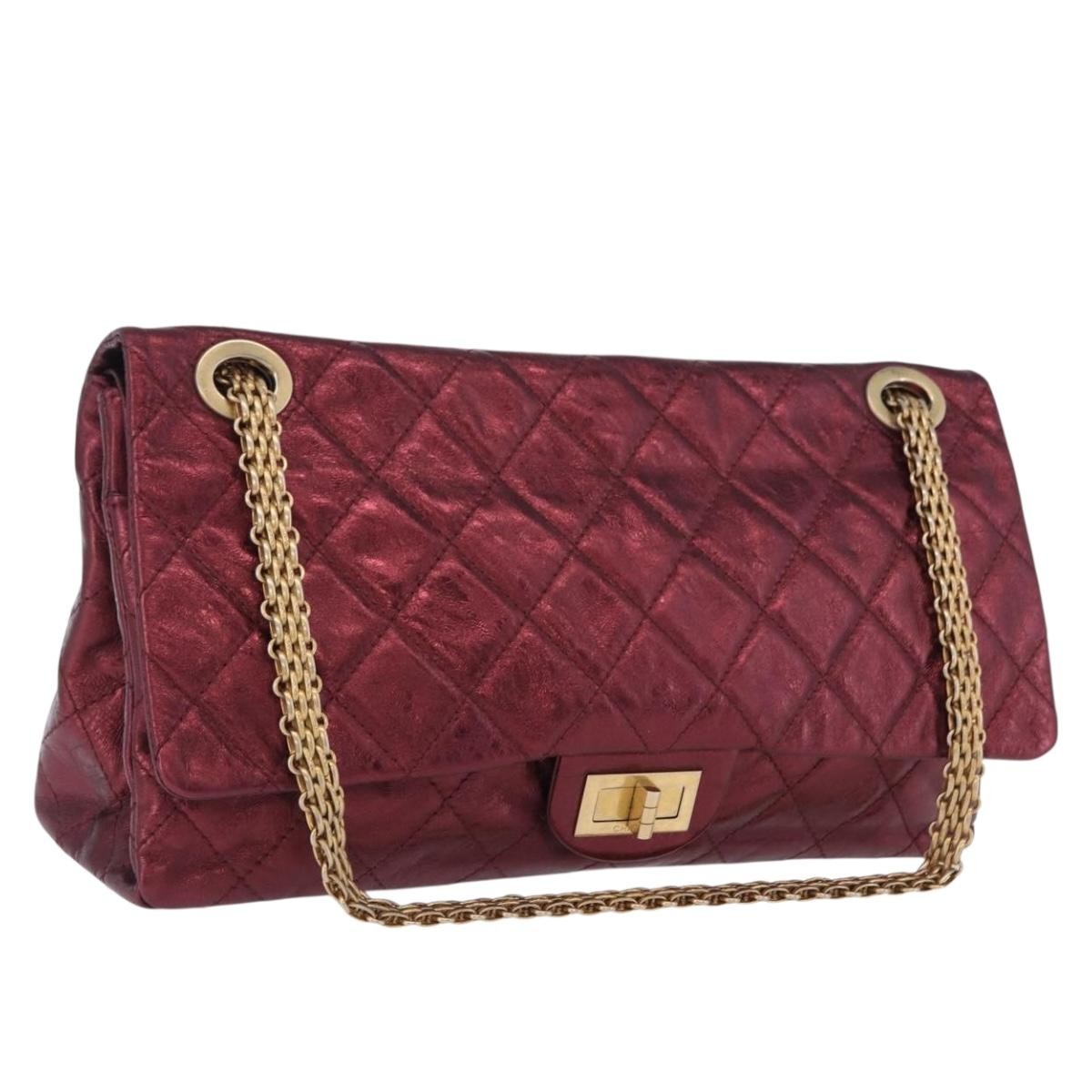 Chanel Reissue 2.55 Flap Quilted Lambskin Red Leather Handbag (Pre-Owned)