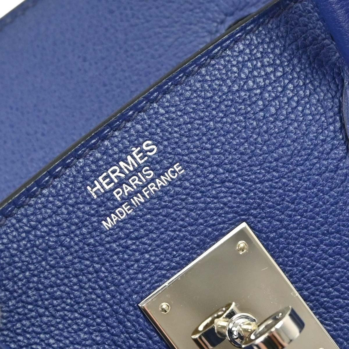 Hermes Birkin Blue Togo With Palladium Hardware Blue Leather Handbag (Pre-Owned)