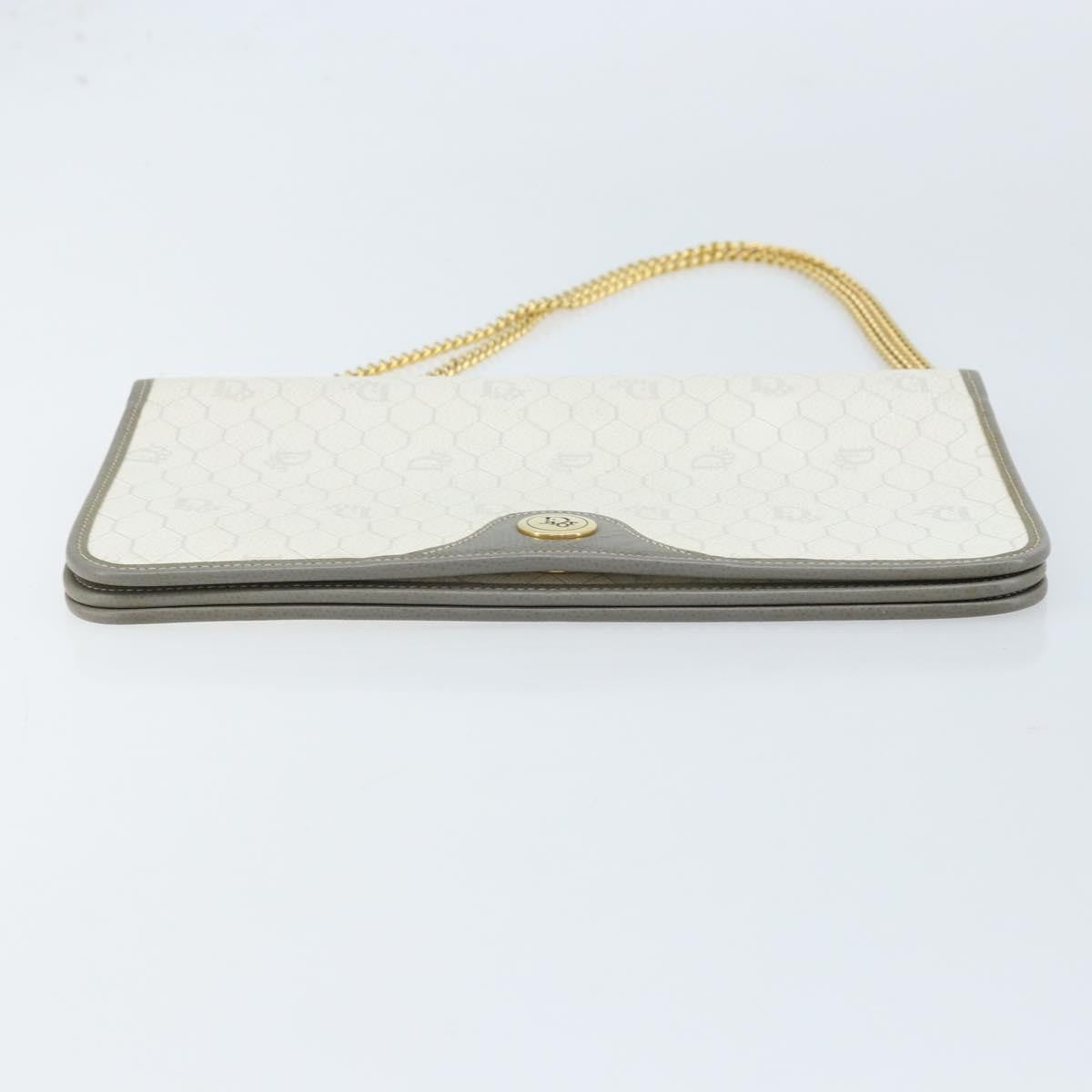 Christian Dior Vintage Honeycomb Zip Coated Canvas White Canvas Clutche & Pouche Bag (Pre-Owned)