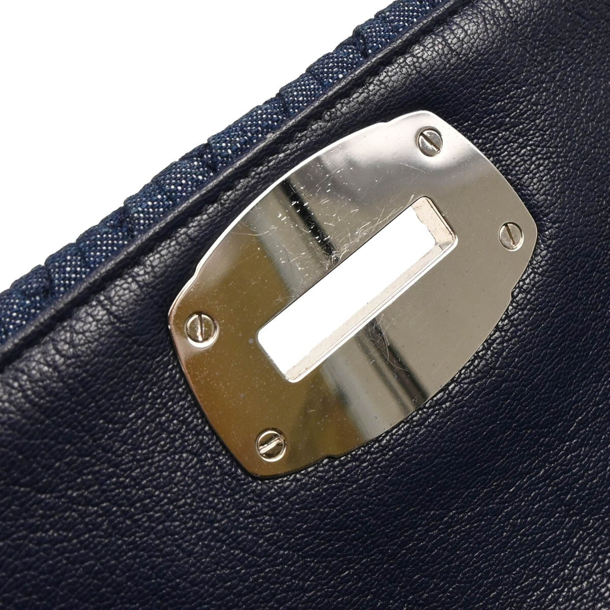 Miu Miu Crystal Clutch Matelasse Denim Navy Denim_Jeans Clutche & Pouche Bag (Pre-Owned)