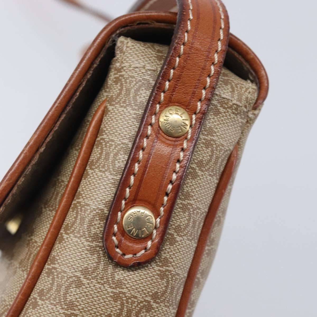 Celine Macadam Shoulder Canvas Beige Canvas Crossbody Bag Bag (Pre-Owned)