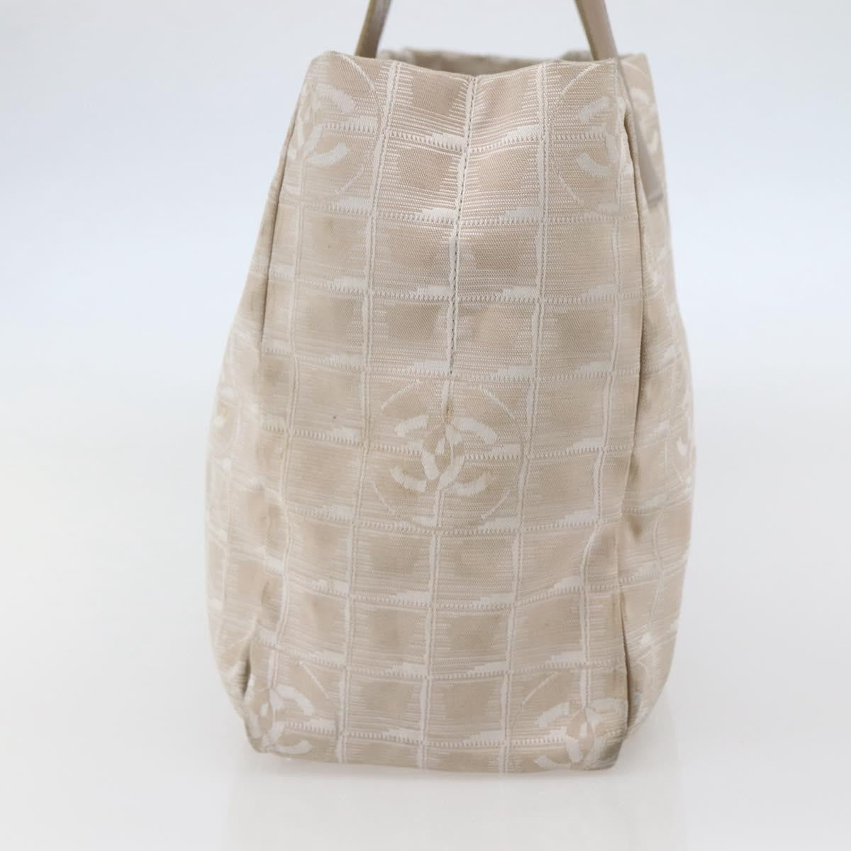 Chanel Travel Line Tote Nylon Beige Nylon Bag (Pre-Owned)