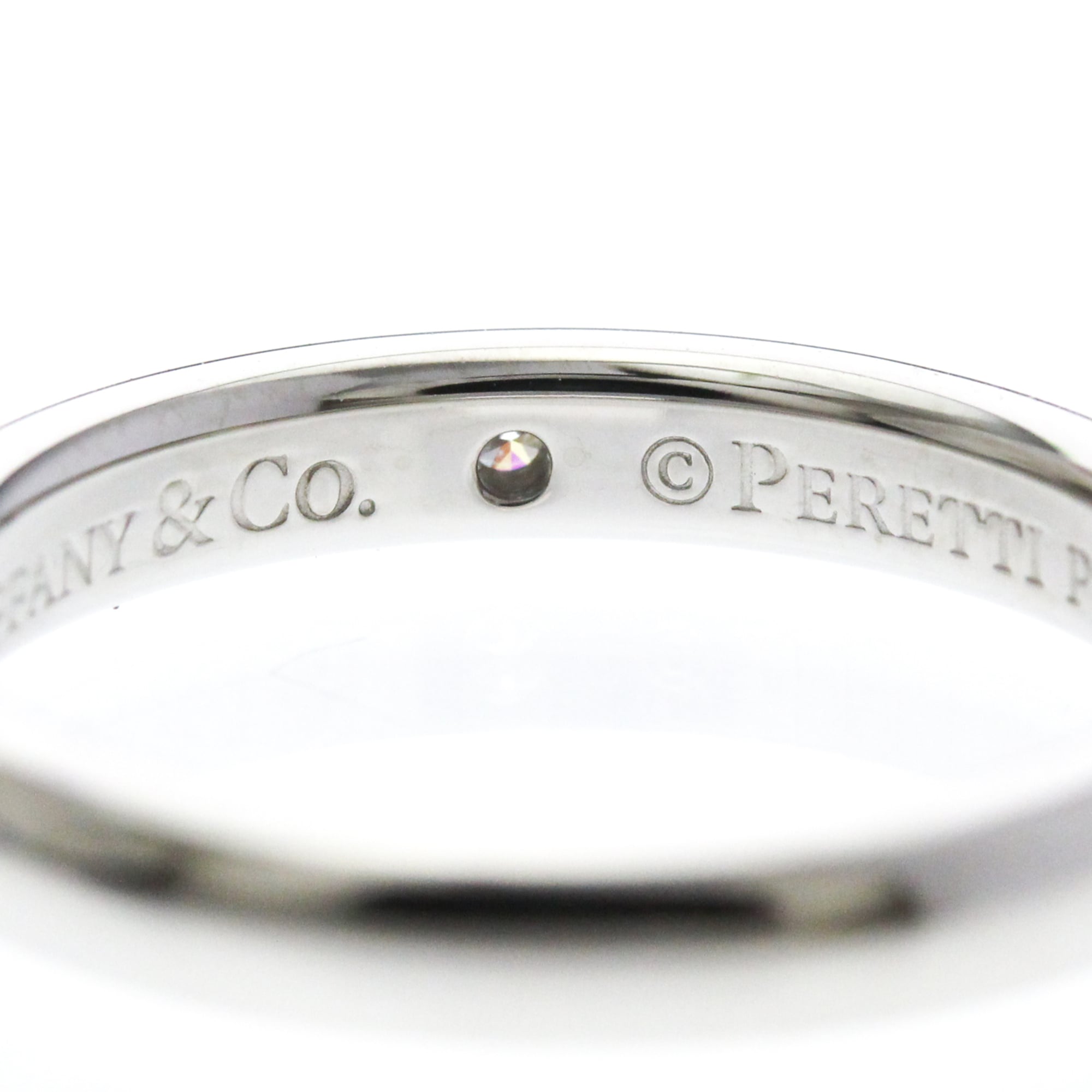 Tiffany & Co. Elsa Peretti 1 Diamond Stacking Band 950 Platinum With Diamond Silver Platinum Ring Jewelry (Pre-Owned)