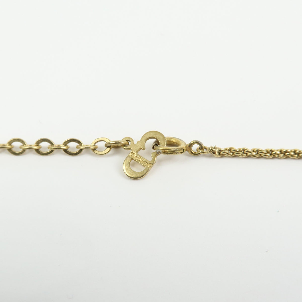 Christian Dior Vintage Cd Pendant Metal With Crystals Gold Gold_Plated Necklace Jewelry (Pre-Owned)
