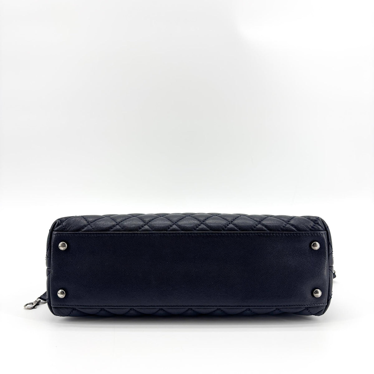 Chanel Coco Top Handle Quilted Caviar Navy Leather Handbag (Pre-Owned)