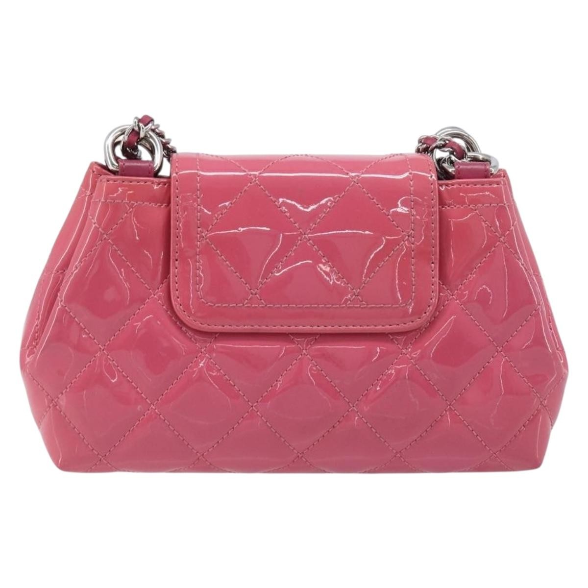 Chanel Mademoiselle Lock Chain Quilted Patent Pink Patent_Leather Shoulder Bag Bag (Pre-Owned)