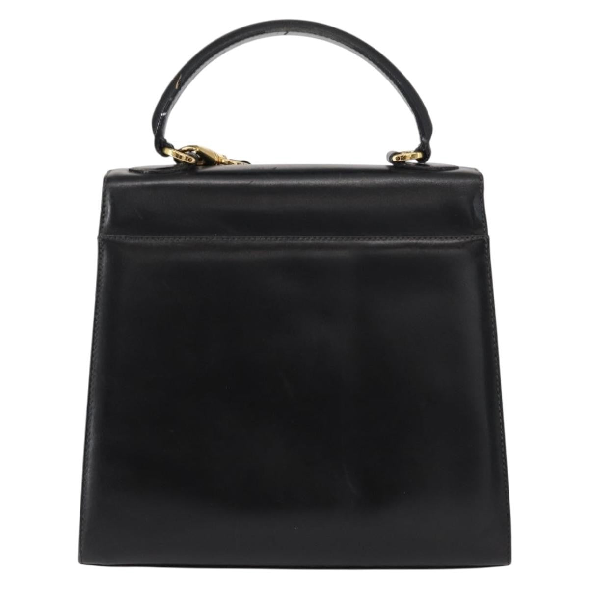 Salvatore Ferragamo Vintage Vara Bow Top Handle Leather Black Leather Handbag (Pre-Owned)