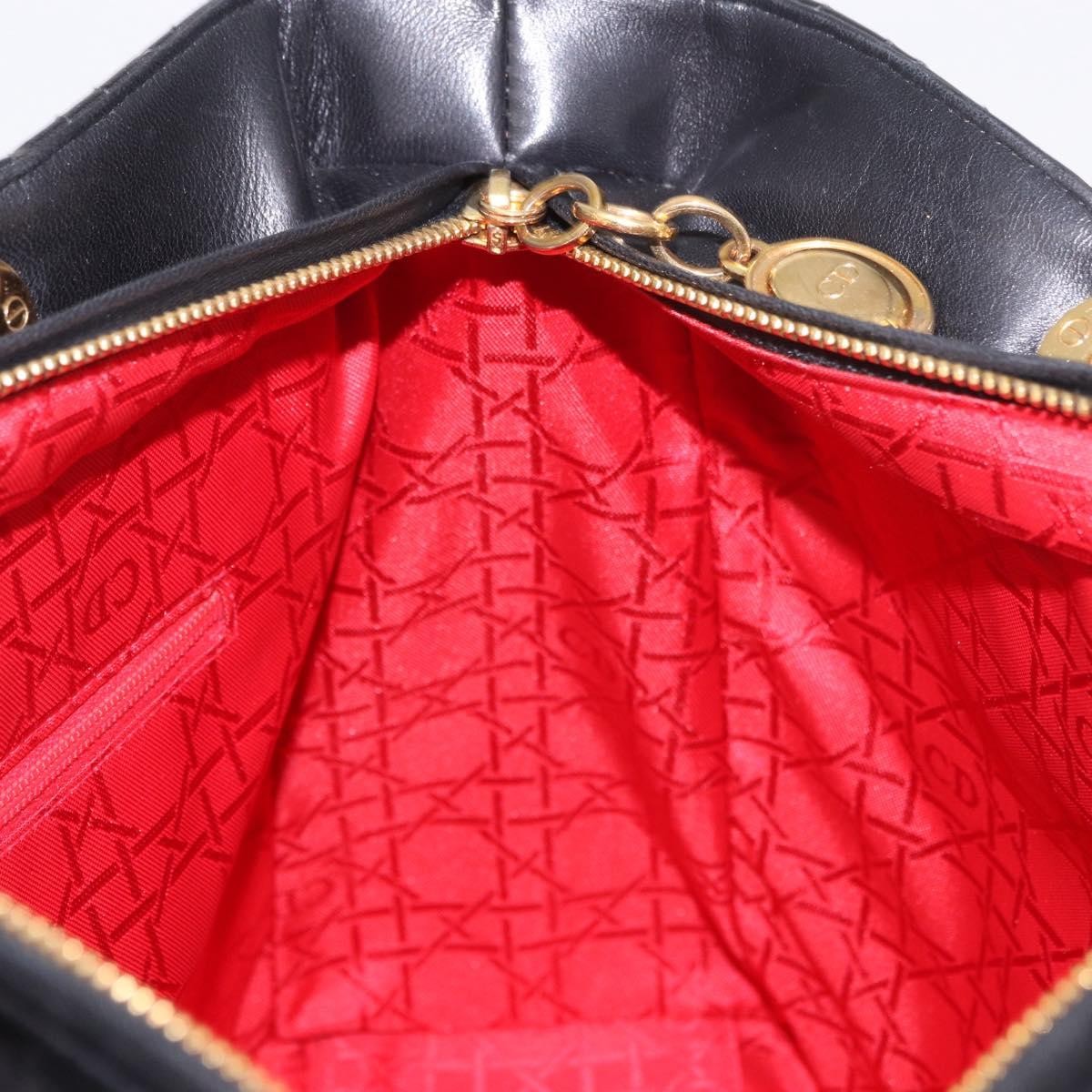 Christian Dior Vintage Lady Dior Leather Black Leather Handbag (Pre-Owned)