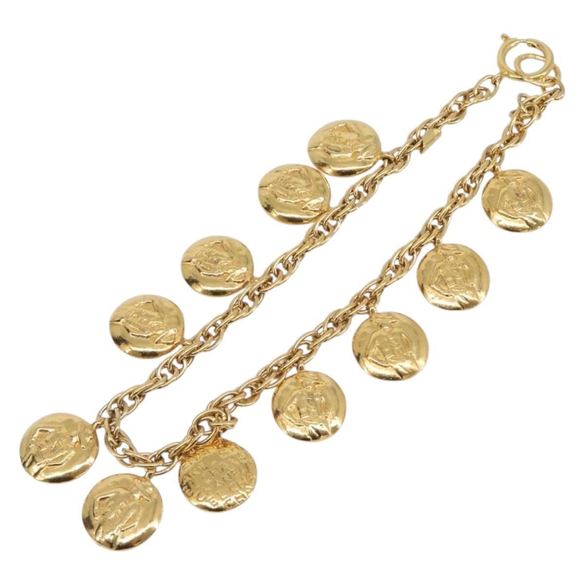 Chanel Vintage Diamond Coco Mademoiselle Long Metal Gold Metal Necklace Jewelry (Pre-Owned)