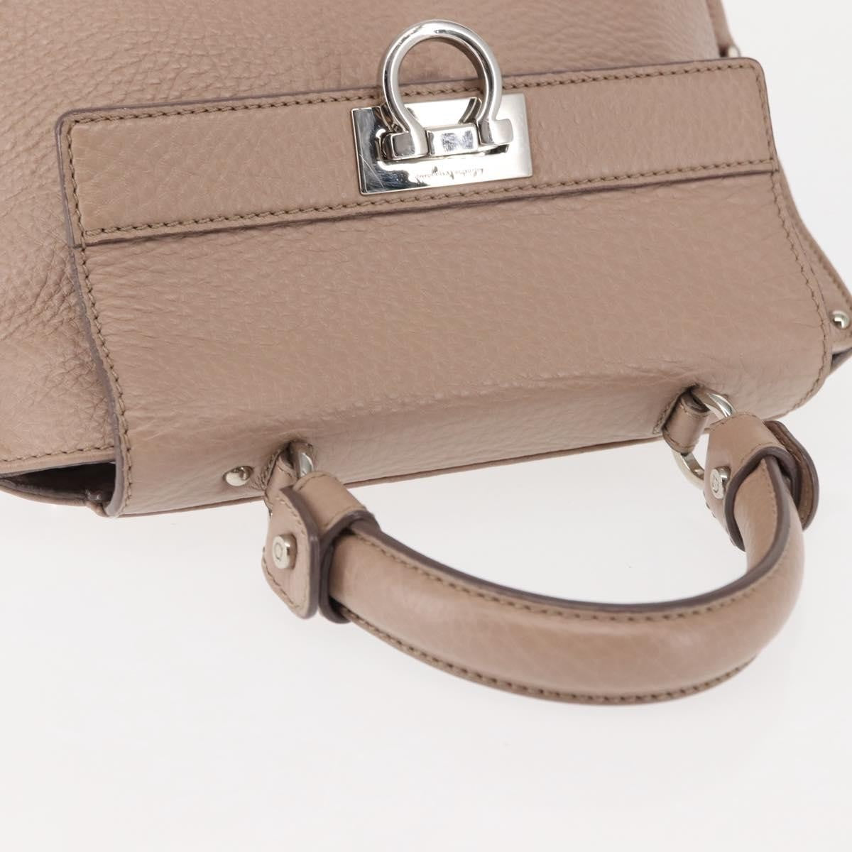 Salvatore Ferragamo Sofia Satchel Grainy Leather Beige Leather Handbag (Pre-Owned)
