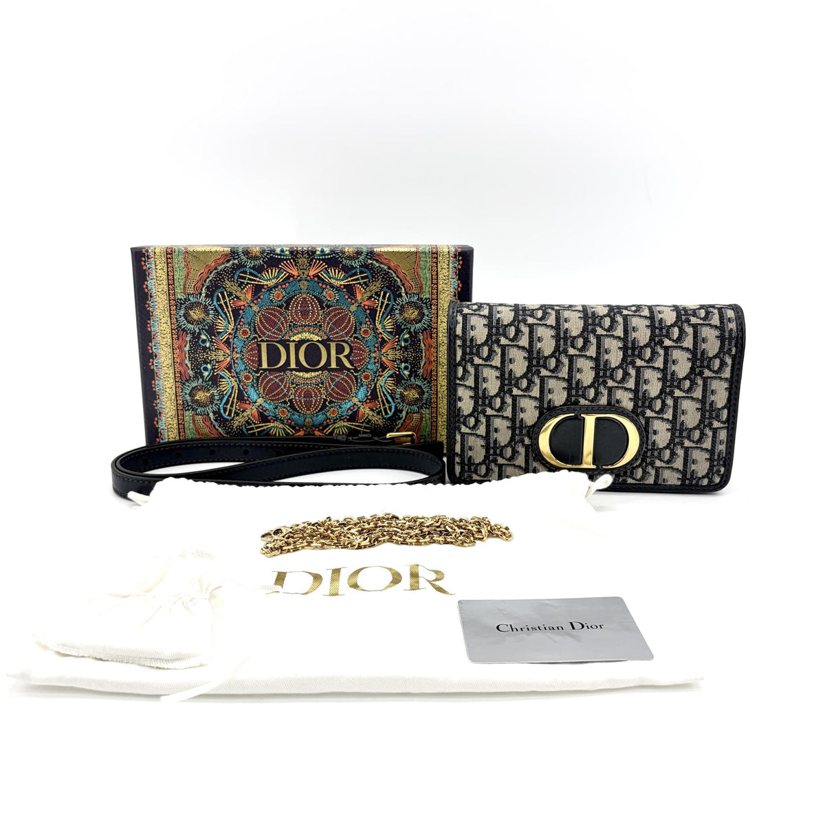 Christian Dior 30 Montaigne 2-In-1 Oblique Canvas Navy Other Clutche & Pouche Bag (Pre-Owned)