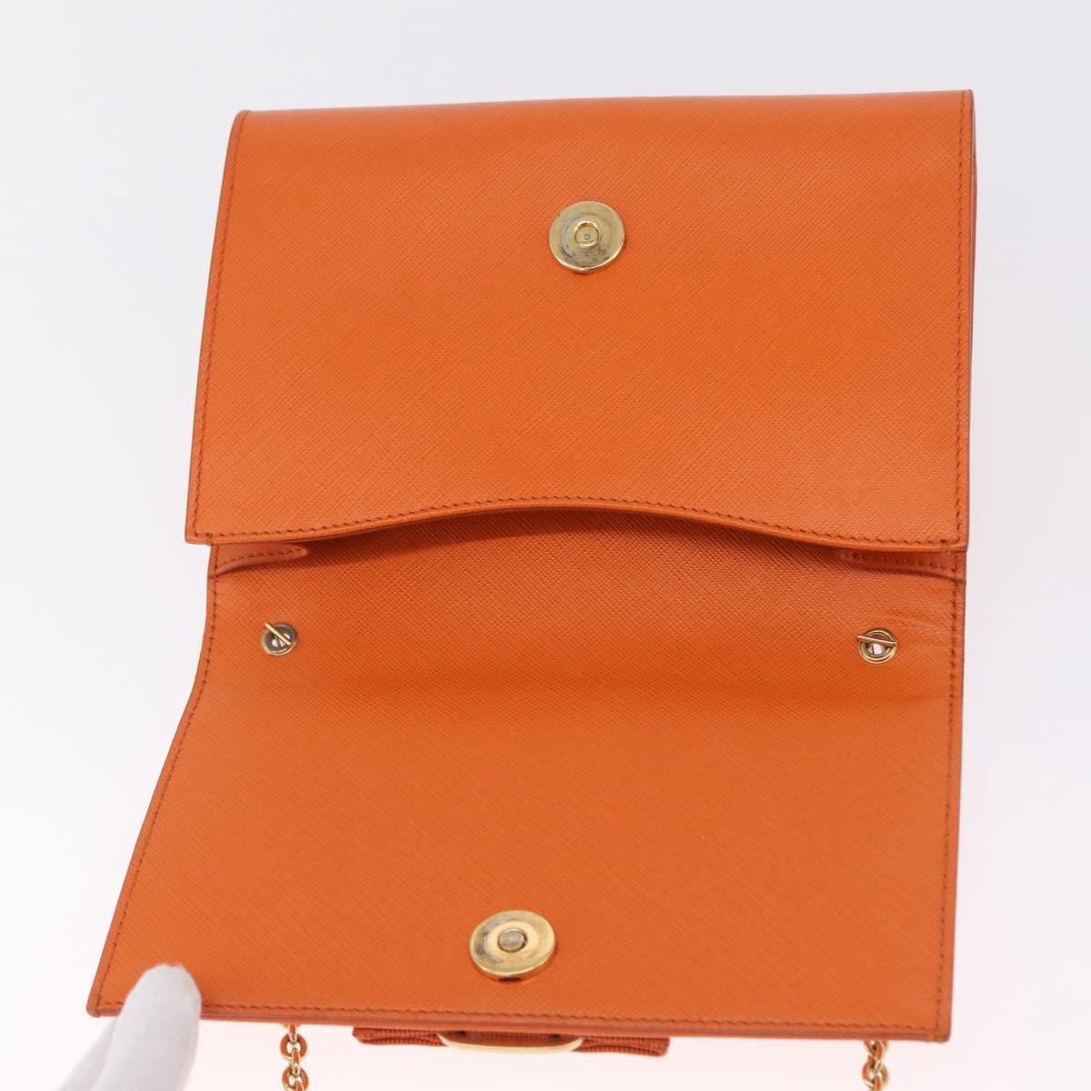 Salvatore Ferragamo Vala Leather Orange Leather Shoulder Bag Bag (Pre-Owned)