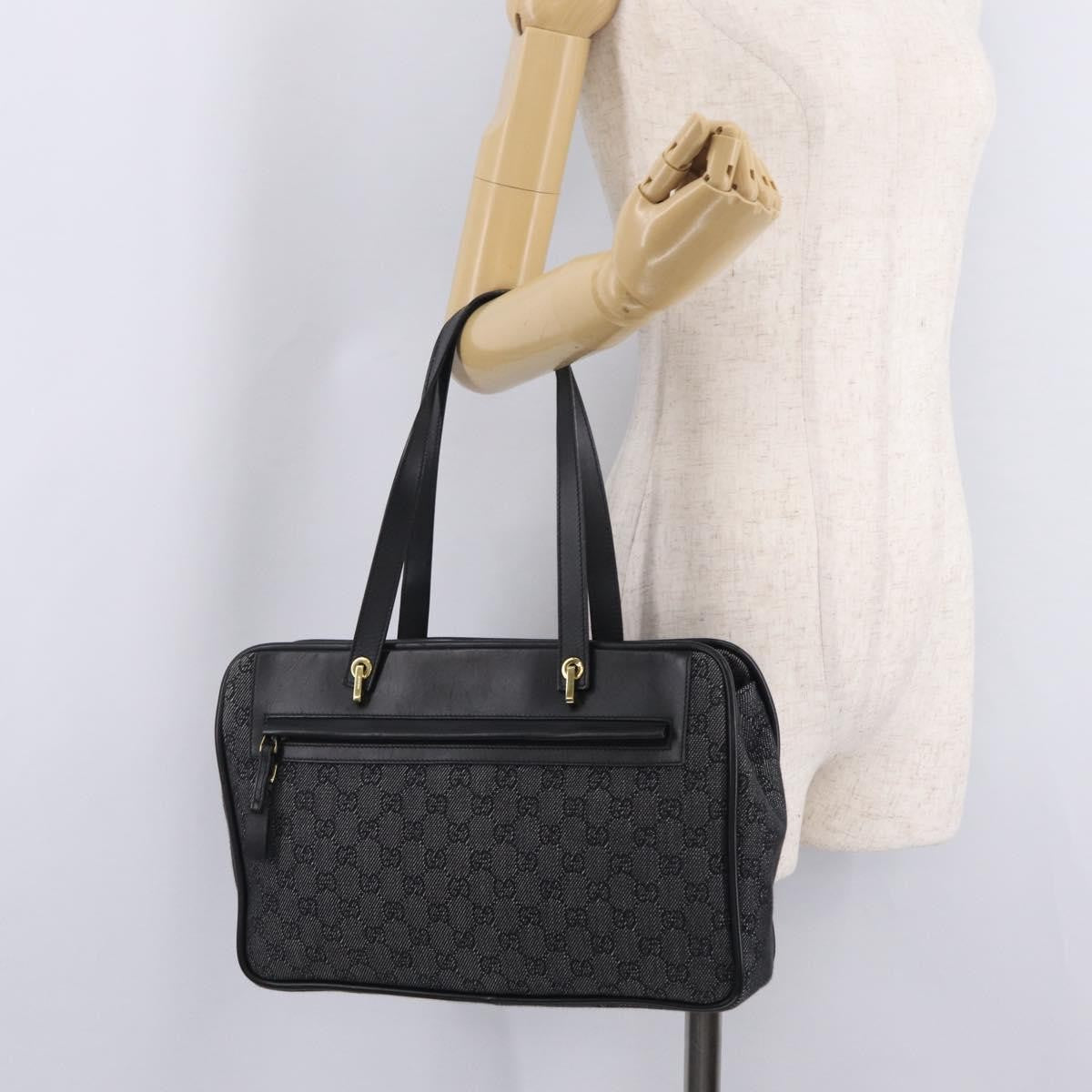 Gucci Gg Canvas Canvas Black Canvas Tote Bag Bag (Pre-Owned)