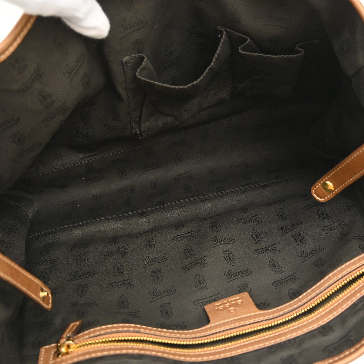 Gucci Twins Gg Canvas With Leather Beige Canvas Tote Bag Bag (Pre-Owned)