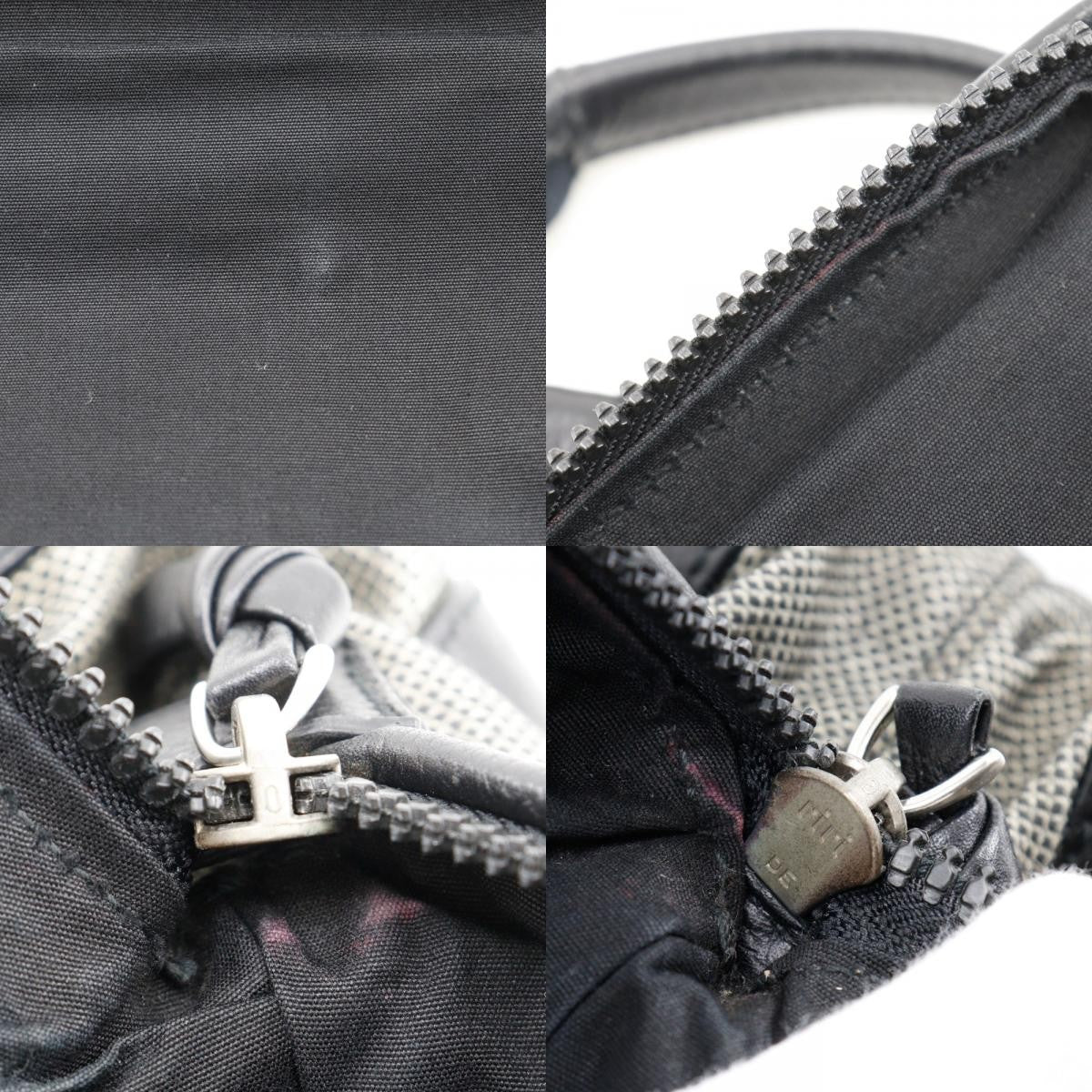 Bottega Veneta Vintage Leather Gray Canvas Handbag (Pre-Owned)