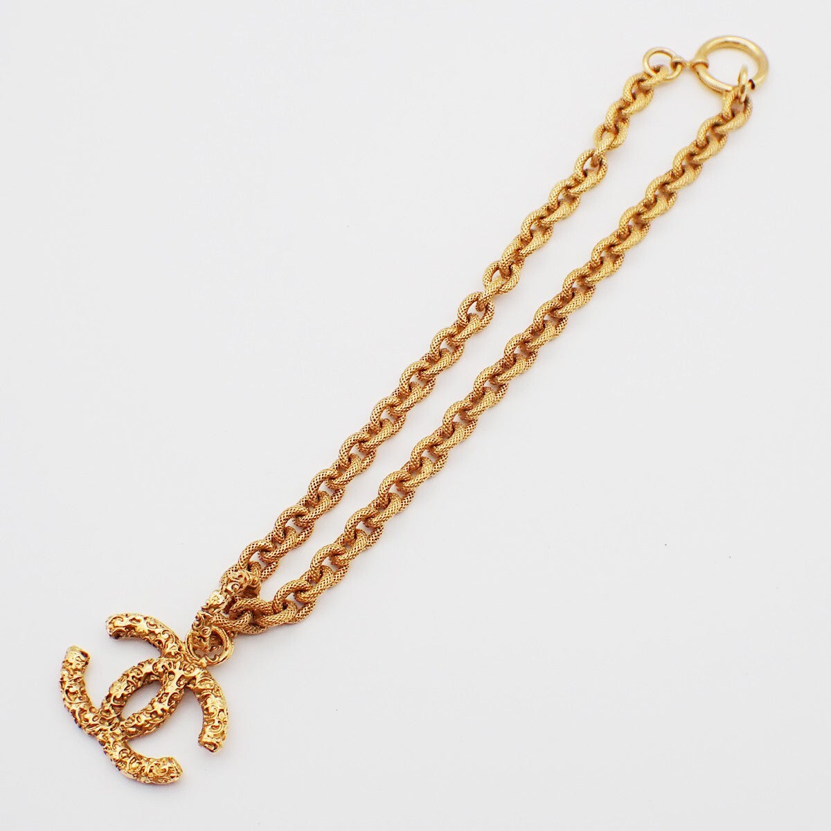 Chanel Vintage Cc Logo Chain Charm Pendant Gold-Plated Gold Gold_Plated Necklace Jewelry (Pre-Owned)
