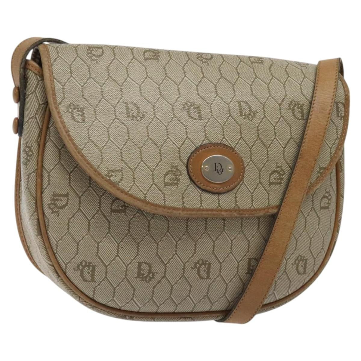 Christian Dior Vintage Honeycomb Flap Canvas And Leather Beige Canvas Shoulder Bag Bag (Pre-Owned)