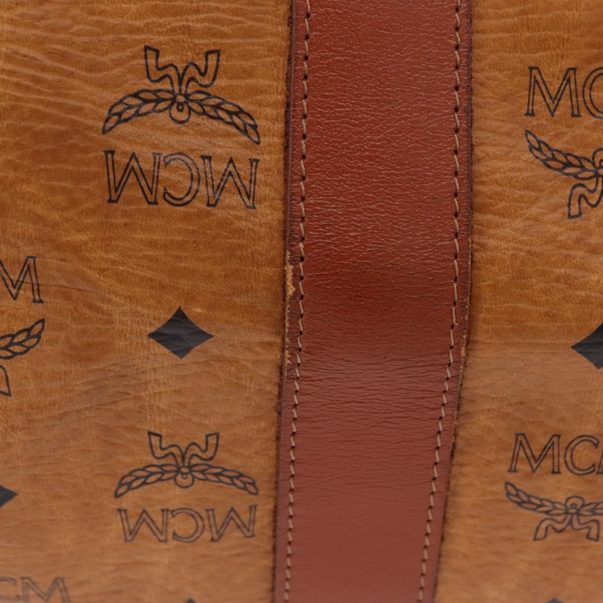 MCM Vicetos Logogram Boston Brown Leather Travel Bag Bag (Pre-Owned)