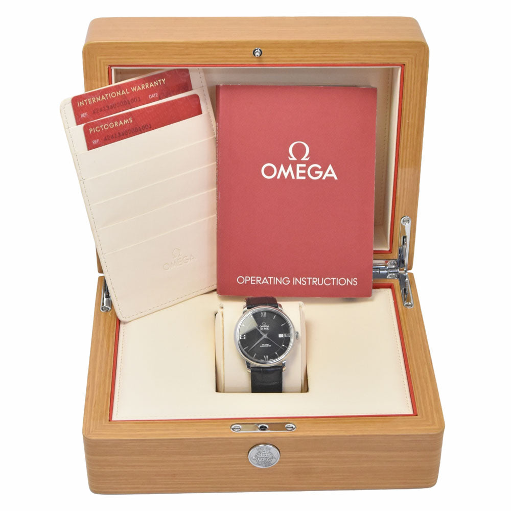 Omega De Ville Prestige Co-Axial Chronometer Automatic Stainless Steel And Alligator Watch (Pre-Owned)