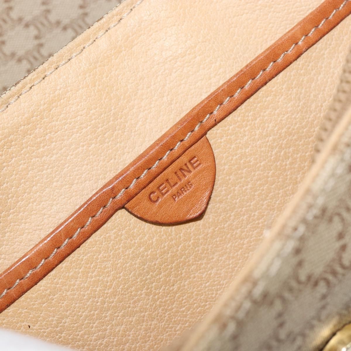 Celine Vintage Macadam Canvas And Leather Beige Canvas Handbag (Pre-Owned)
