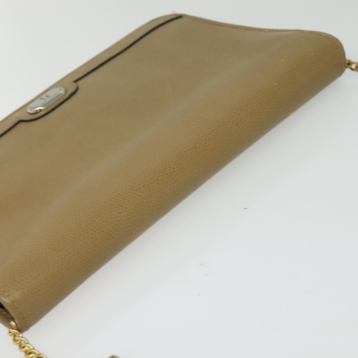Christian Dior Vintage Chain Flap Leather Beige Leather Shoulder Bag Bag (Pre-Owned)