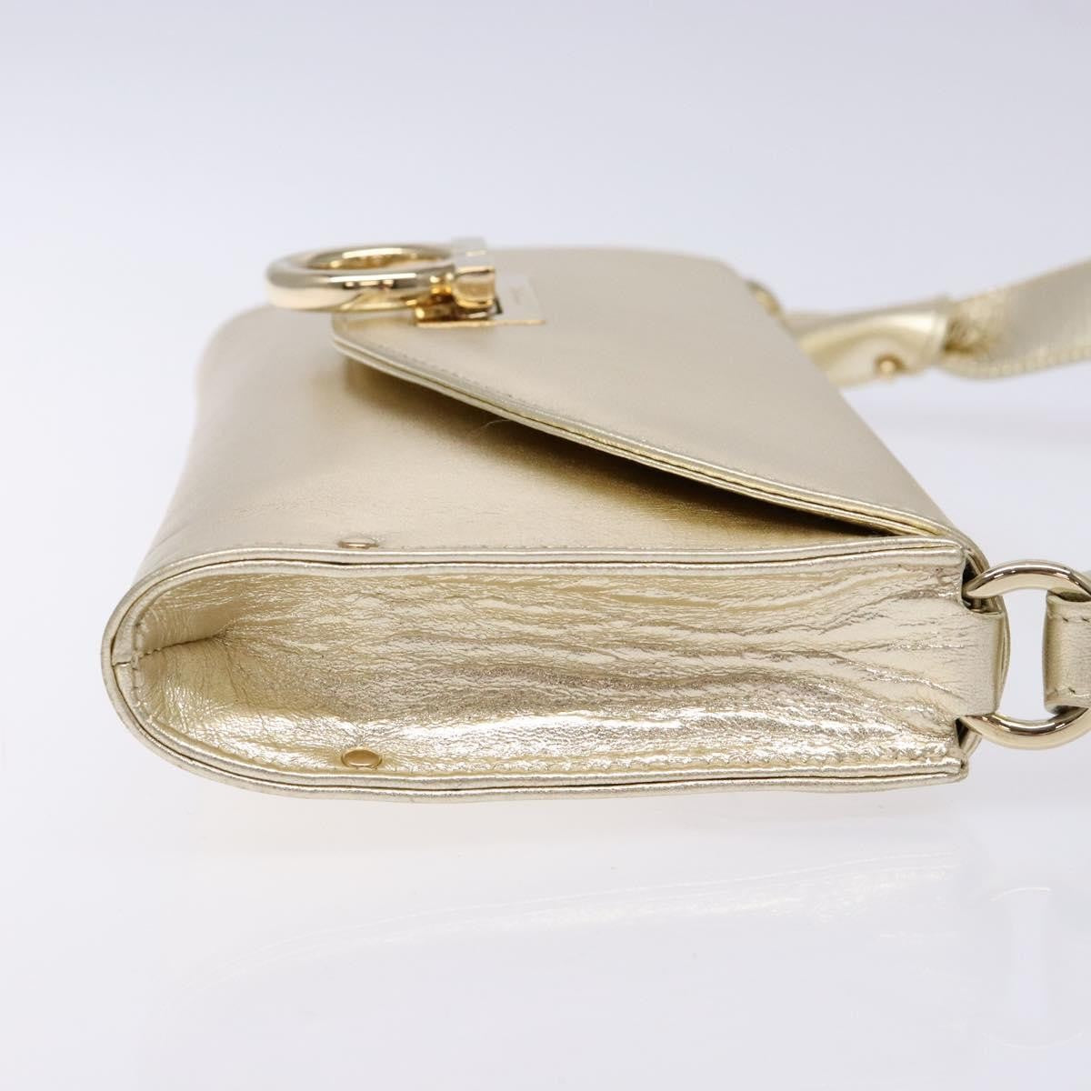 Salvatore Ferragamo Gancini Leather Gold Leather Shoulder Bag Bag (Pre-Owned)