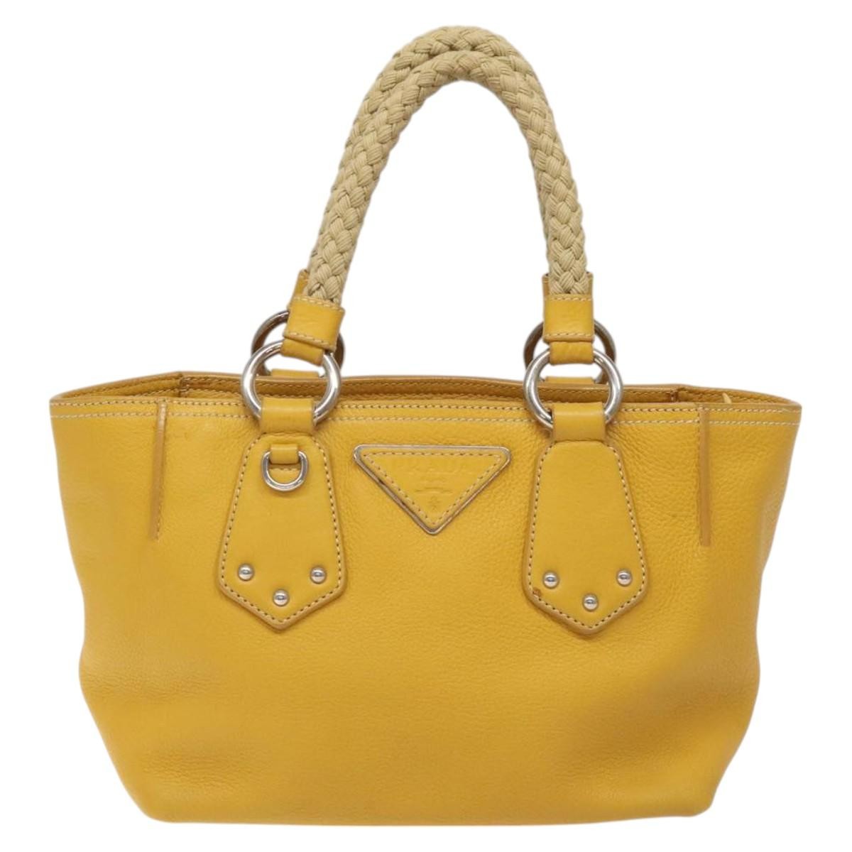 Prada Vintage Leather Yellow Leather Handbag (Pre-Owned)